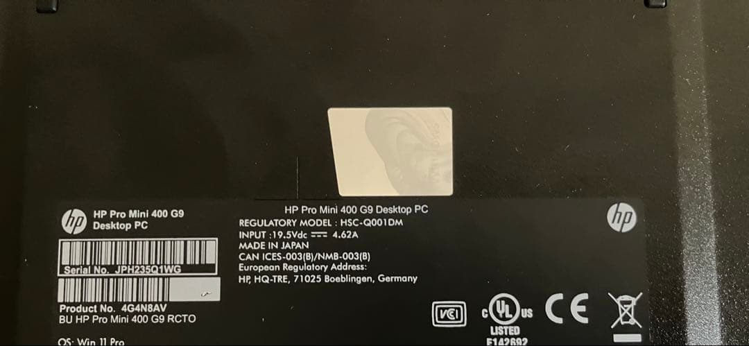 HP Pro Mini 400 G9/CT デスクトップPC