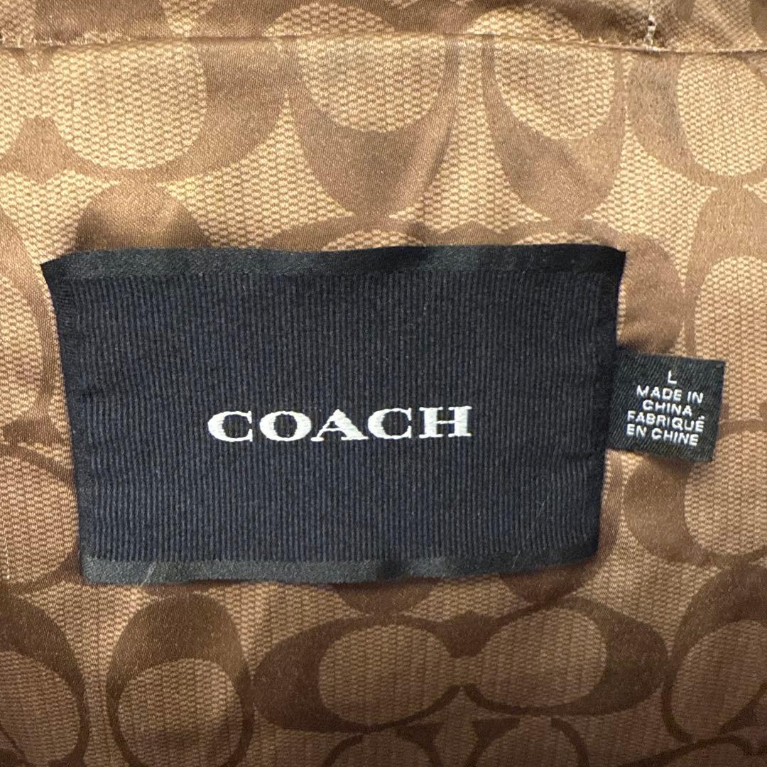 COACH レザーパーカー ラムレザー L フード付き ジップアップ ブラック