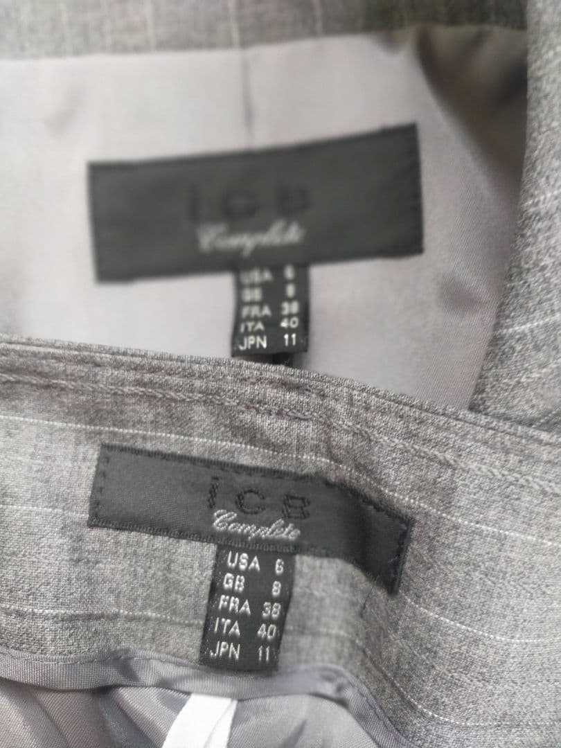 新品未使用 5万 ＩＣＢ パンツスーツ 11号 グレーストライプ ワイドパンツ