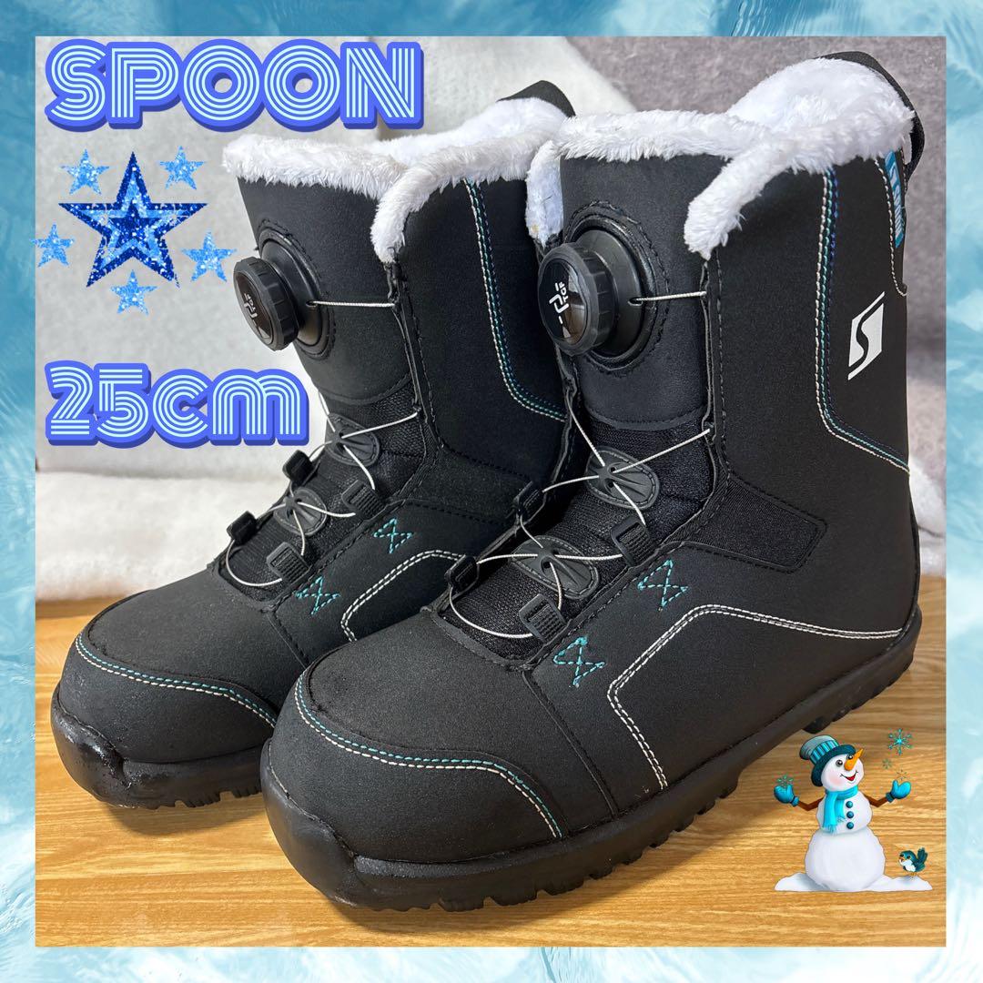 【SPOON】KID ダイヤル式スノーボードブーツ　ブラック×ブルー【25cm】