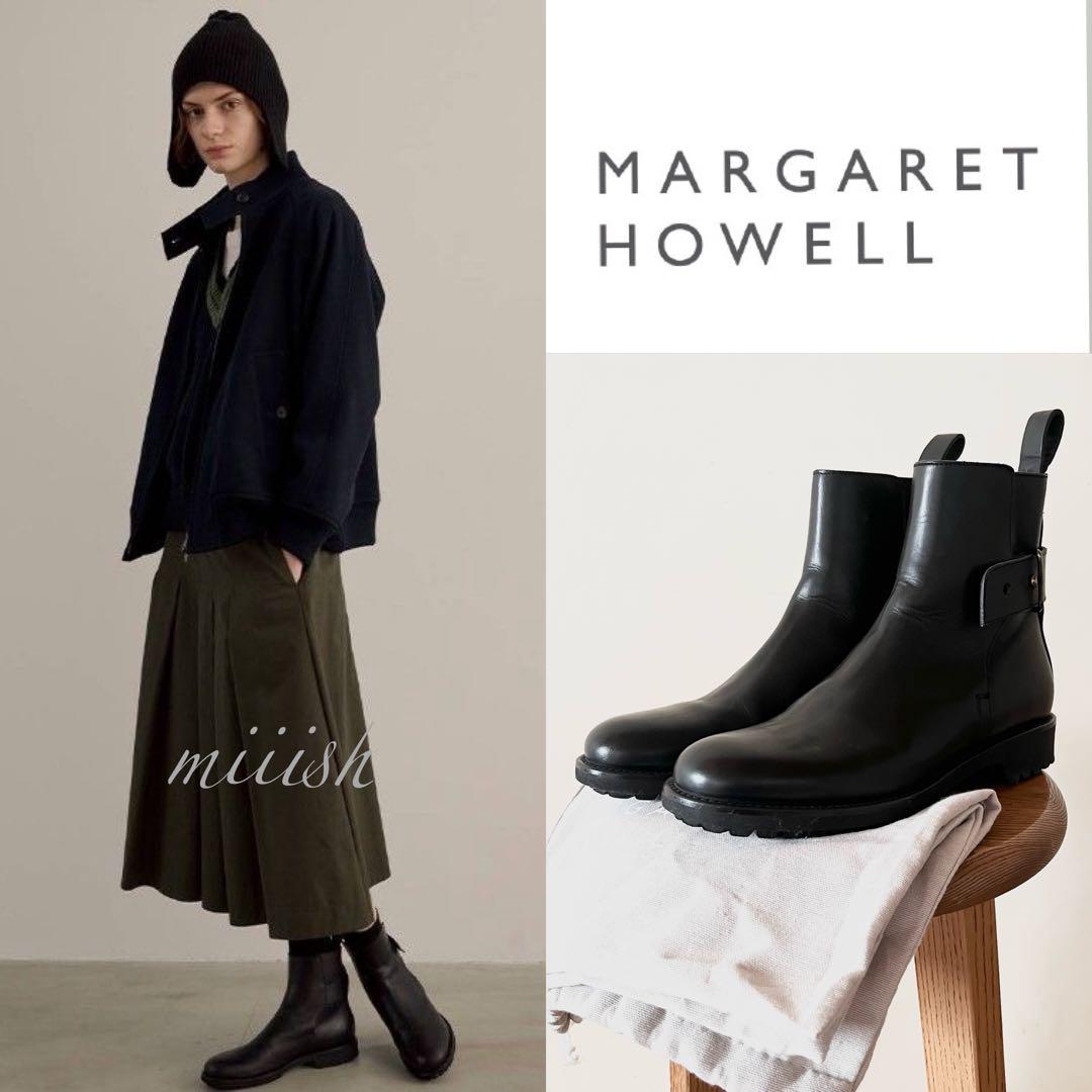 極美品 定価18万 2023新作 マーガレットハウエル レザーストラップブーツ