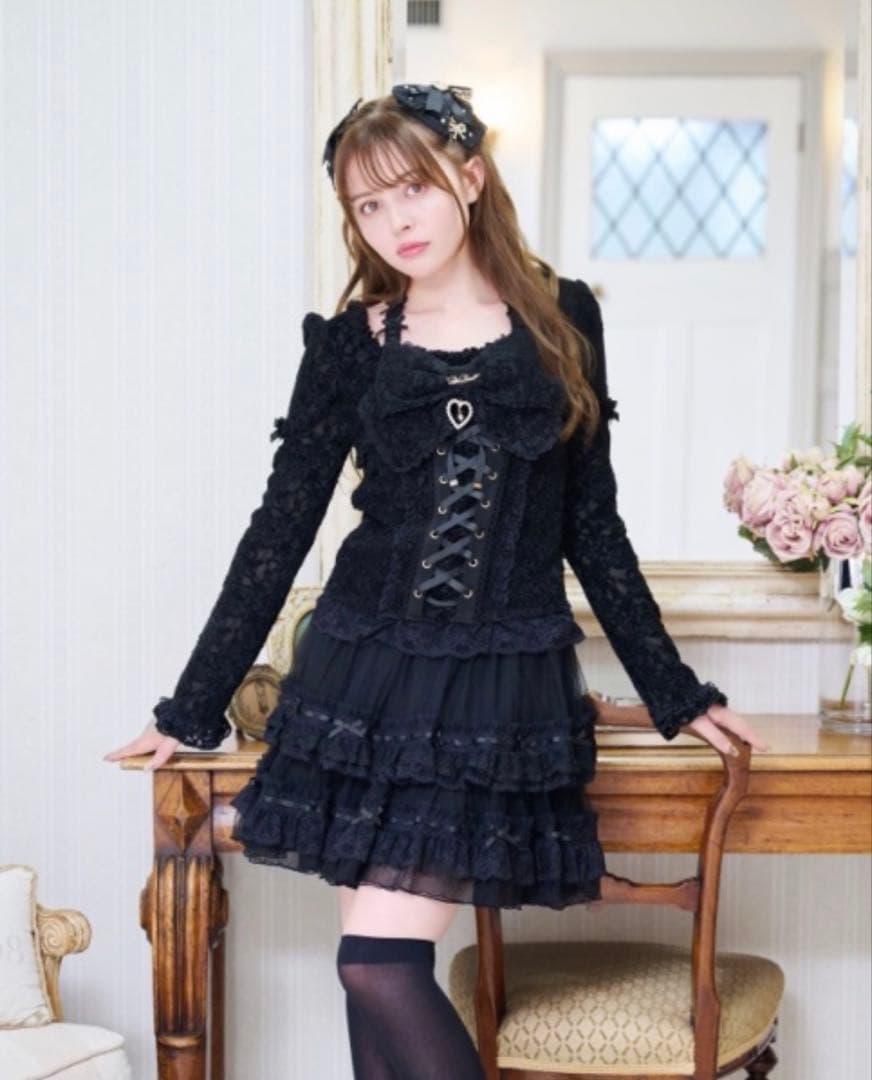 リズリサLIZLISA レースニットそートップス ブラック