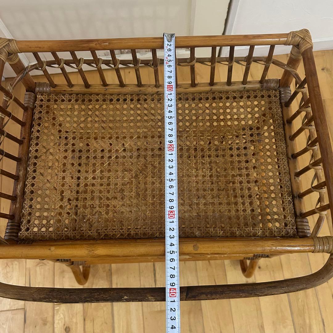 ☆アンティーク☆ ラタン　脱衣かご　ワゴン　マルチ　ラック　バスケット　古道具