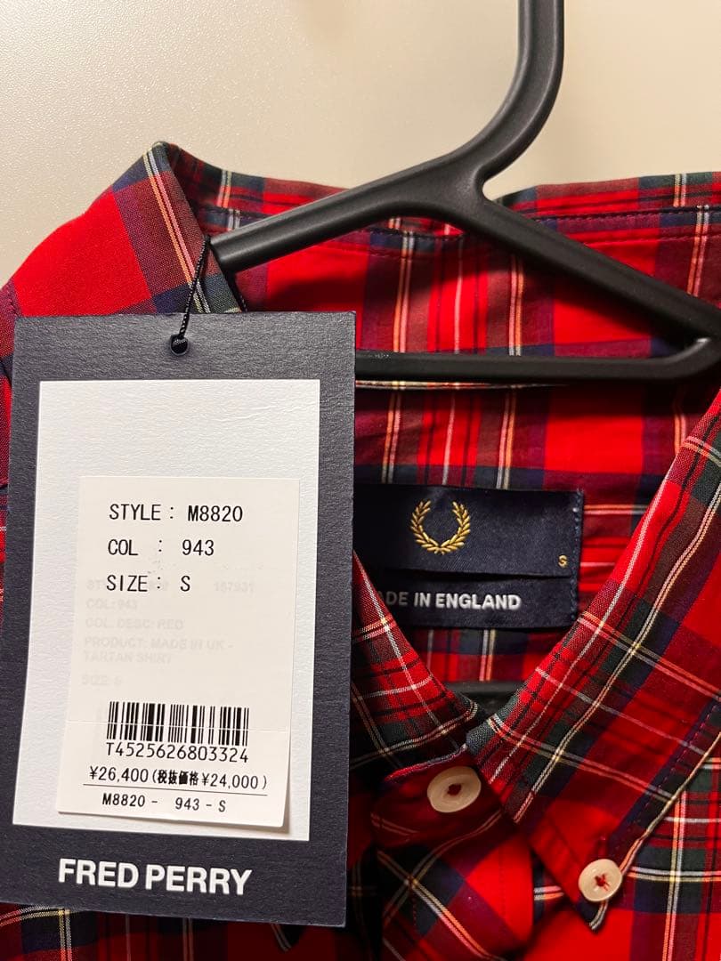 新品タグ付　フレッドペリー チェックシャツ　イギリス製