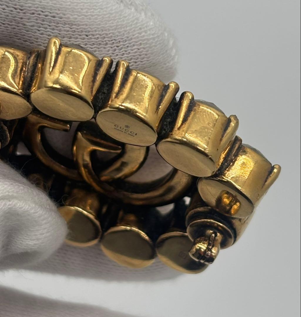 GUCCI グッチ ブローチ ダブルG クリスタル ラインストーン メタル GG