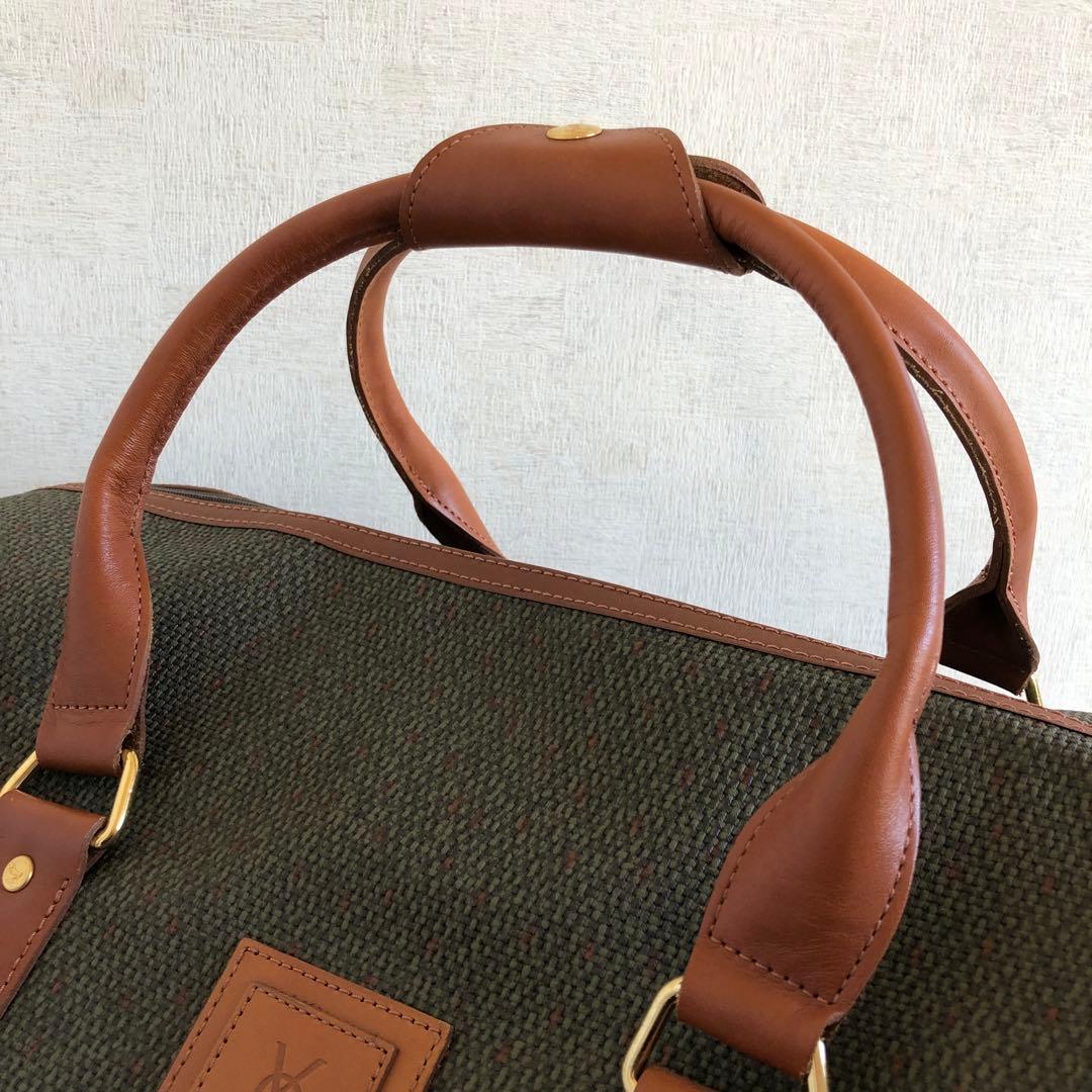 【ほぼ未使用】イヴサンローラン　ボストンバッグ　旅行鞄　PVC　本革　総柄