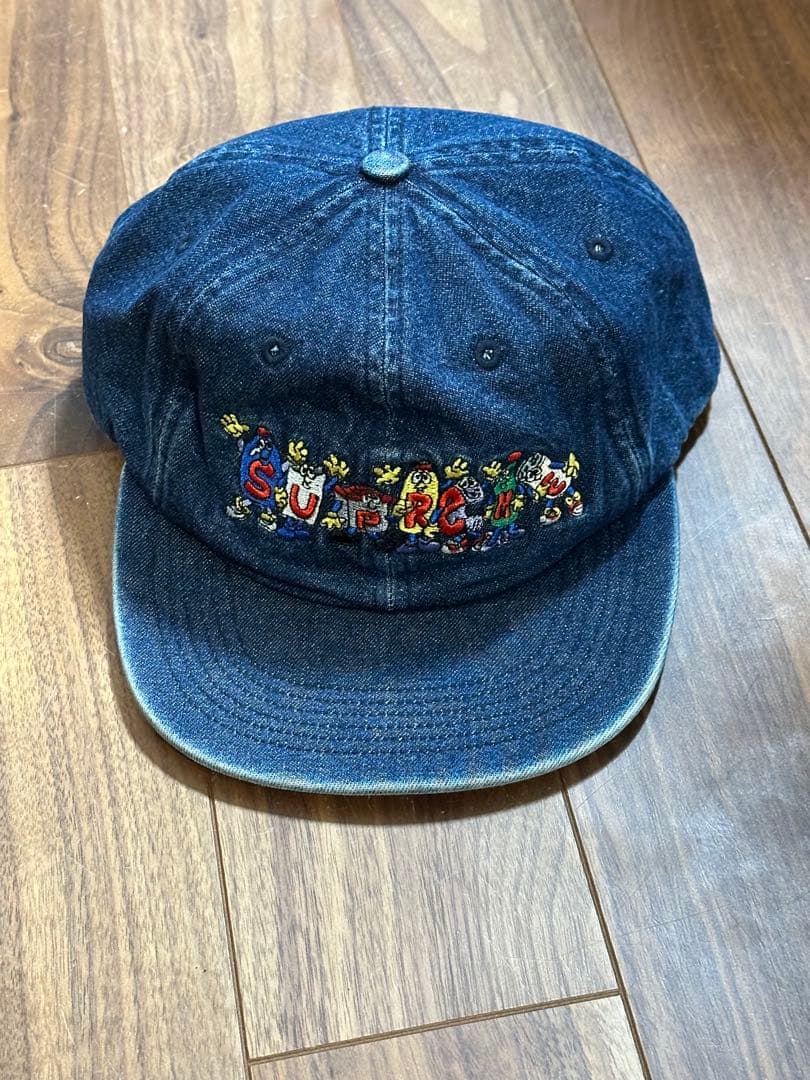 SUPREME デニムキャップ刺繍ロゴ