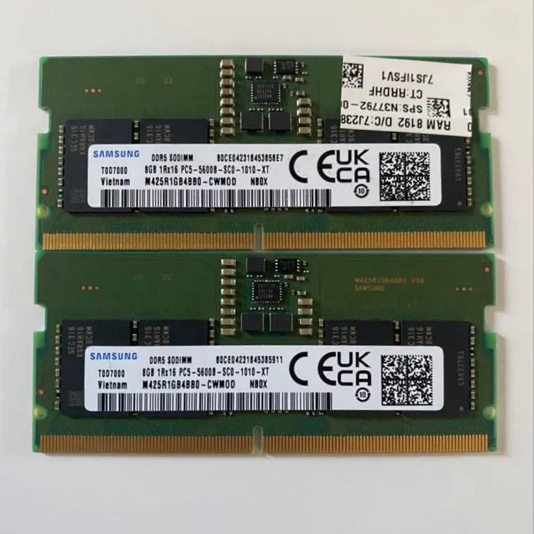 メモリー Samsung DDR5 16GB (8GBx2) 5600BSODIMM
