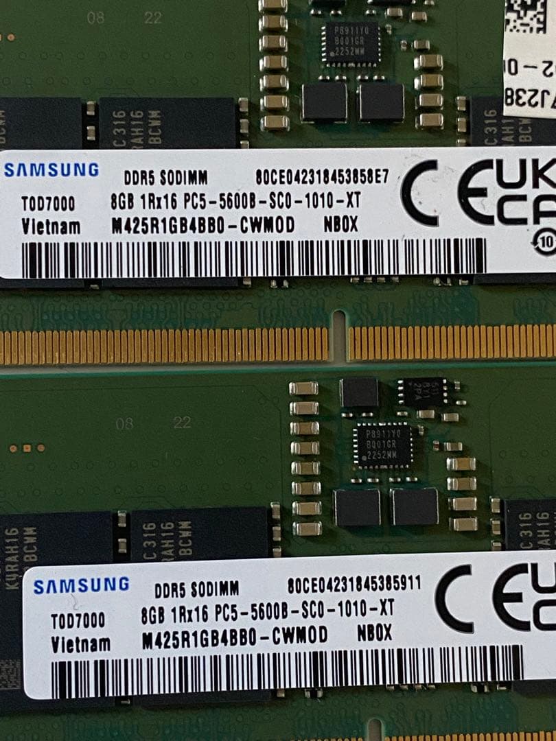 メモリー Samsung DDR5 16GB (8GBx2) 5600BSODIMM