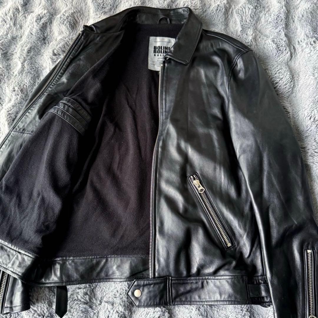 BOLINI シングルライダースジャケット サイズ50 ラムレザー トロトロ質感