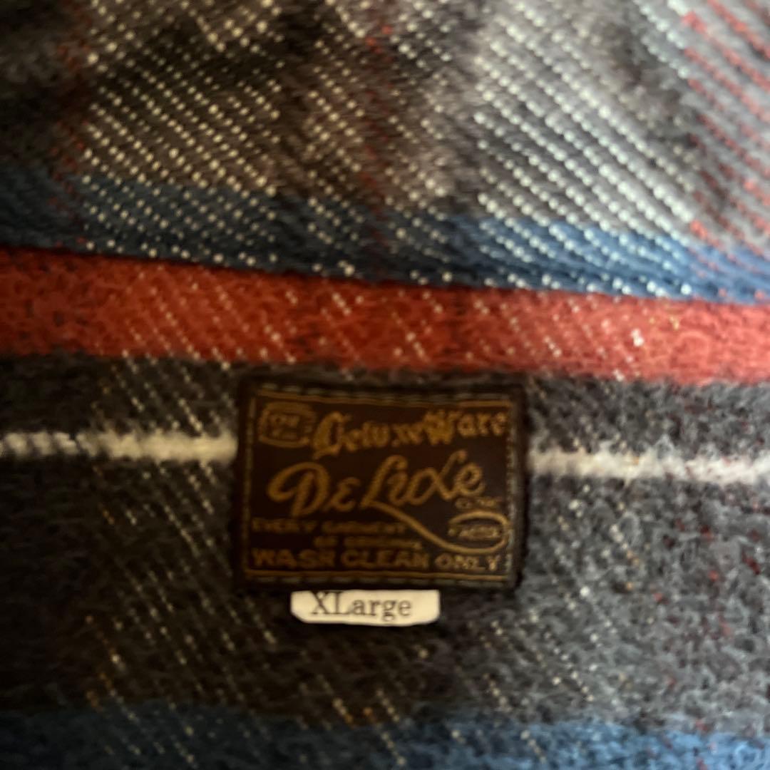 デラックスウエアヘビーネルシャツ裏起毛トリコロールカラーXLサイズ