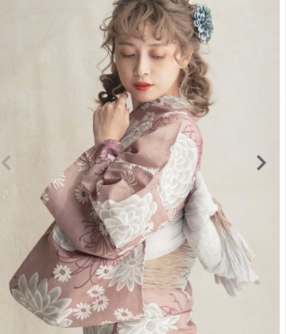 取り置き中ディータ　浴衣　兵児帯　2点セット　梅見月の菊ちらし