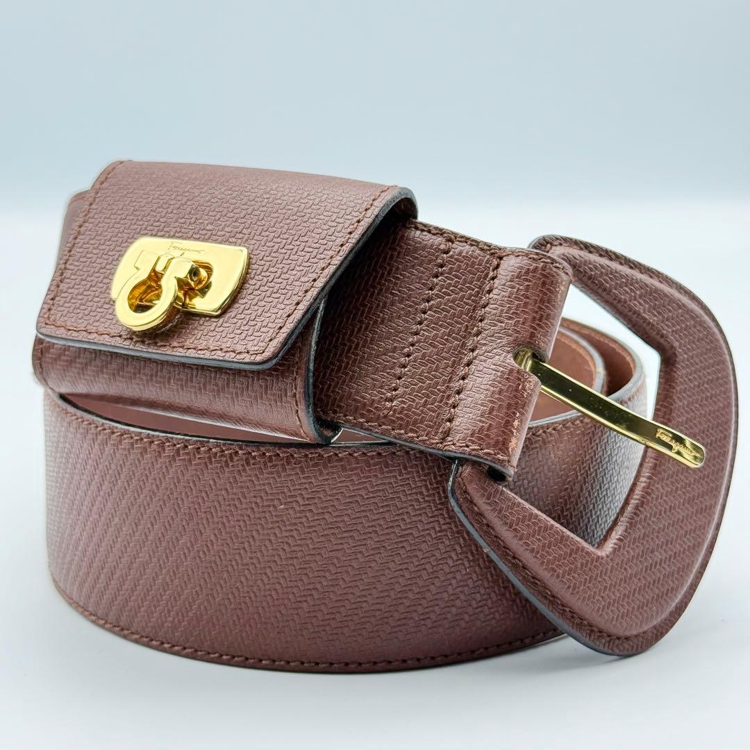 ✨美品✨フェラガモ ベルト ガンチーニ レザー ゴールド金具 レディース
