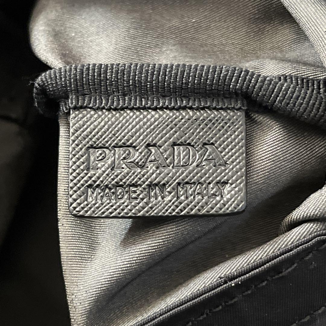 美品　プラダ　ハンドバッグ　ミニボストン　三角ロゴ　テスートナイロン　ブラック