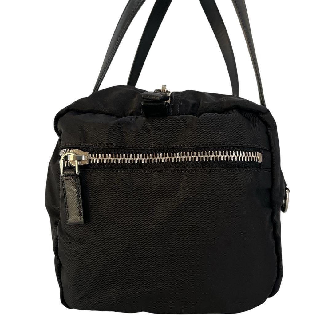 美品　プラダ　ハンドバッグ　ミニボストン　三角ロゴ　テスートナイロン　ブラック