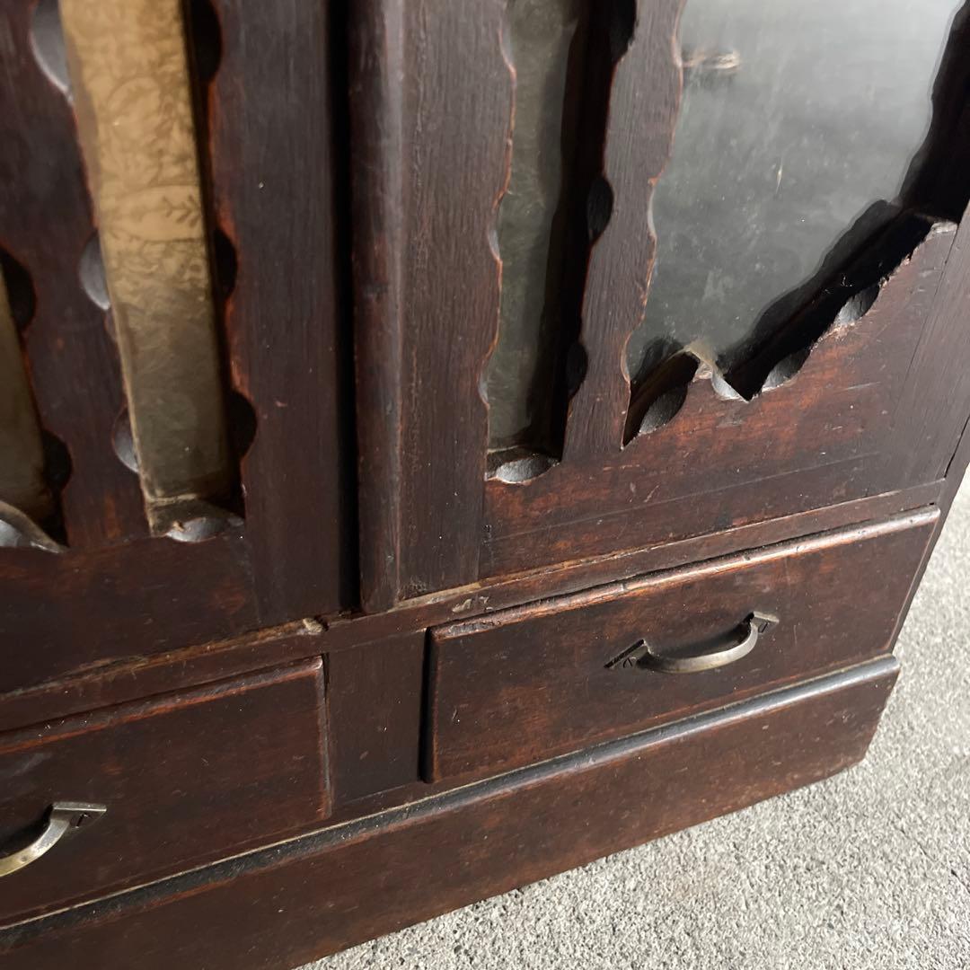 昭和レトロ　古い木製収納棚　飾り棚　キャビネット　アンティーク