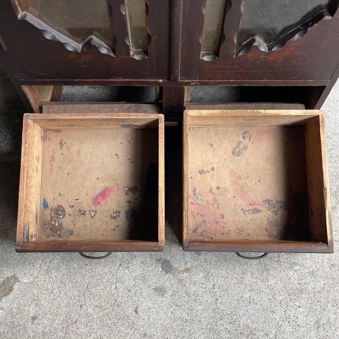 昭和レトロ　古い木製収納棚　飾り棚　キャビネット　アンティーク