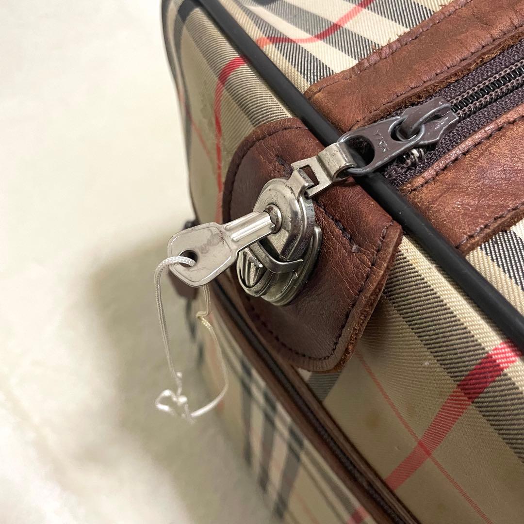 【3泊4日】 バーバリー ボストンバッグ ノバチェック 大容量 旅行 鍵付き