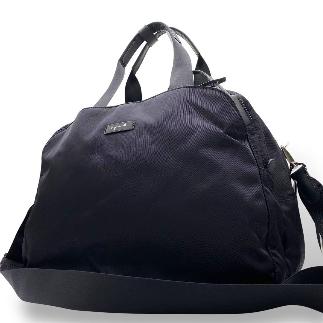 【未使用級】アニエスベー ボヤージュ ミニボストン 2way ナイロン ブラック