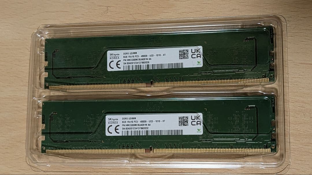 SK Hynix製 DDR5 8GBメモリー 2枚セット