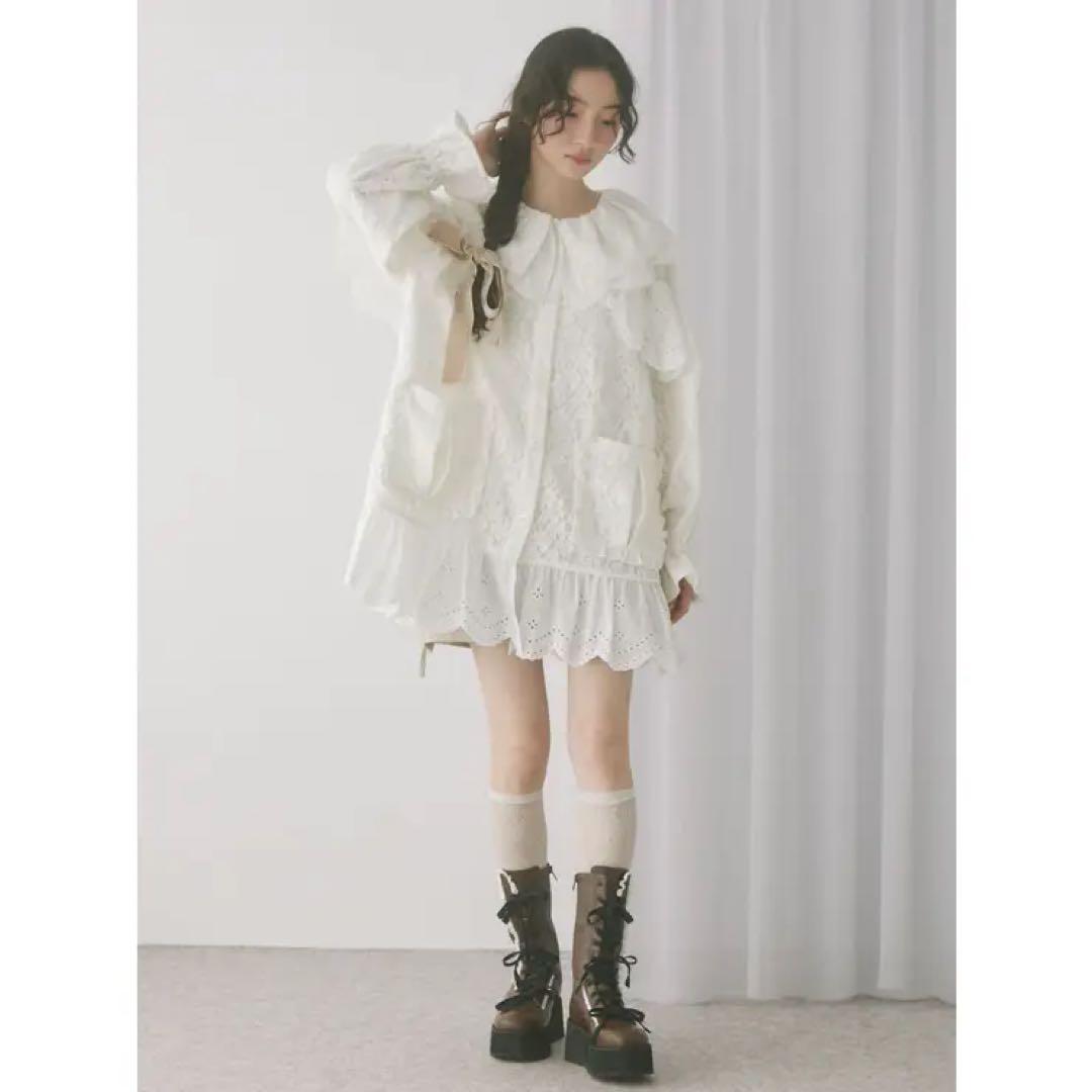 merry jennyメリージェニーフリルフリルレースジャケット オフホワイト