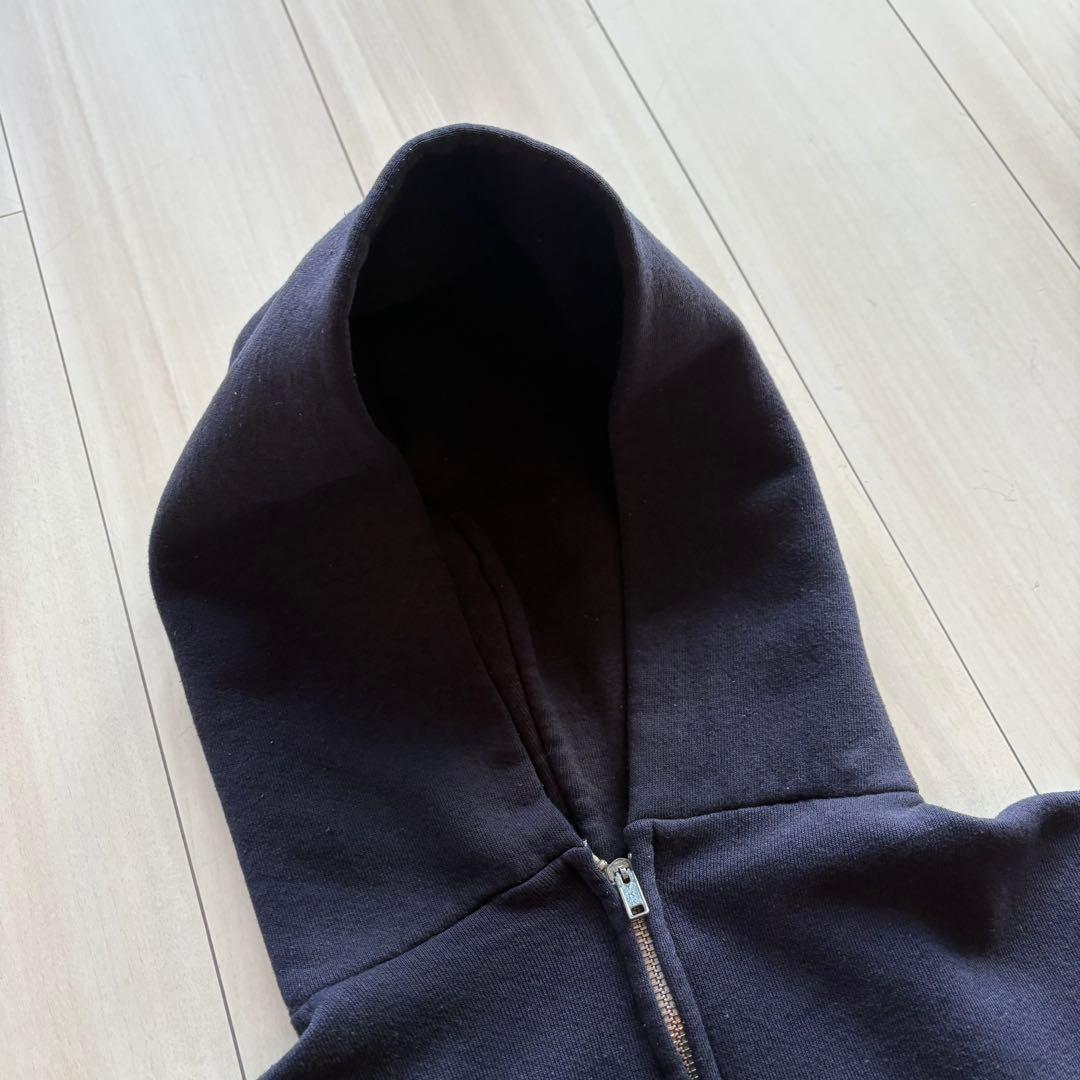 -80s フルジップパーカー USA製 ナス紺 アルミジップ XL相当 フェード