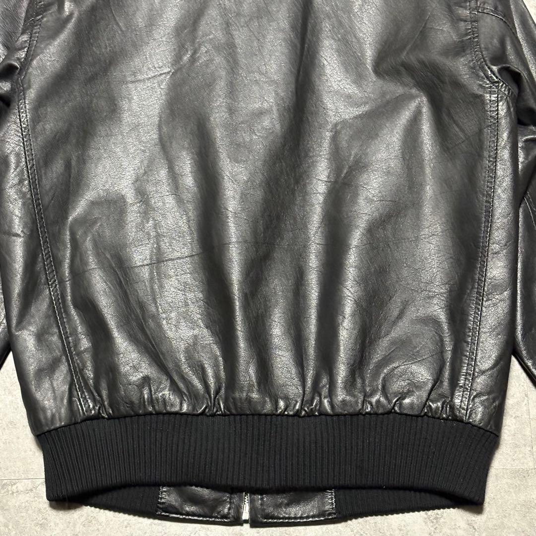 【archive】レザージャケット　ブルゾン　 L チェック柄　短丈　ショート丈