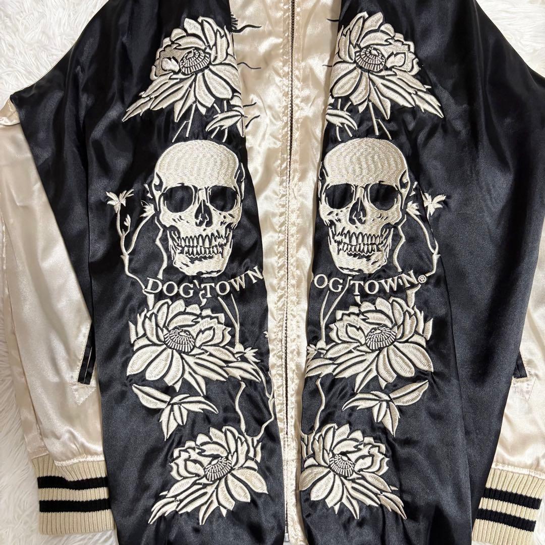 【入手困難】 DOG TOWN スカジャン 黒龍 髑髏 侍 全面刺繍 金 M
