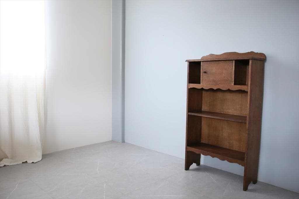 英国アンティーク木製ブックシェルフ/本棚/食器棚/飾り棚/ラック(91-19)