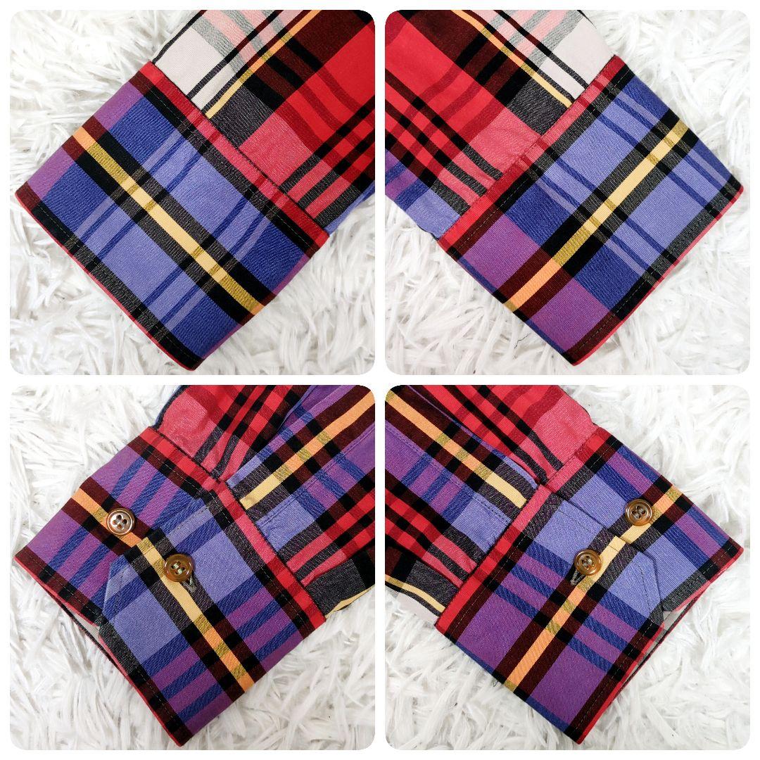 入手困難希少最大サイズ50【美品】ヴィヴィアンマン チェック柄シャツ 刺繍オーブ