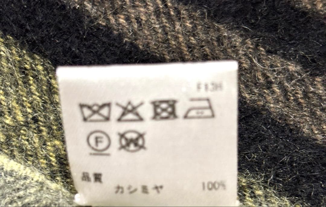 最終値下　23区　美品カシミヤ 100%チェック マフラー　イエロー