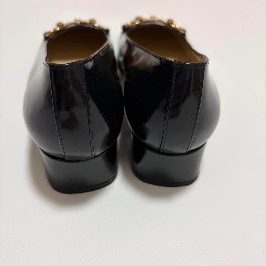 極美品✨GUCCI ホースビット パンプス チャンキーヒール パテントレザー 黒