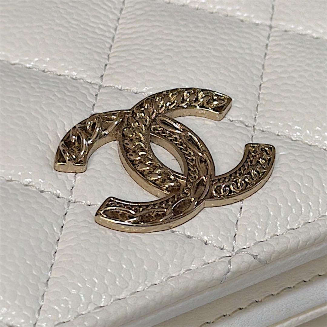 【CHANEL】シャネル財布☆コンパクトウォレット☆キャビアスキン☆美品☆付属品