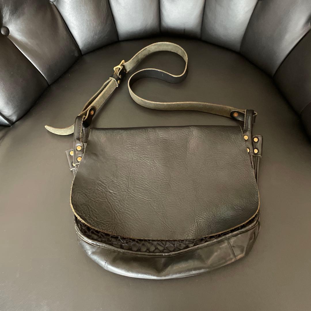 SLOWスロウ栃木レザステアレザ-ショルダ-バックハンティングポストマンRRL