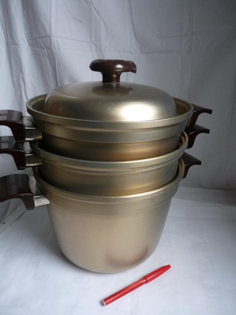 しばのキッチンゴールド鍋セット 径26、高さ18/13/8.5ｃｍ