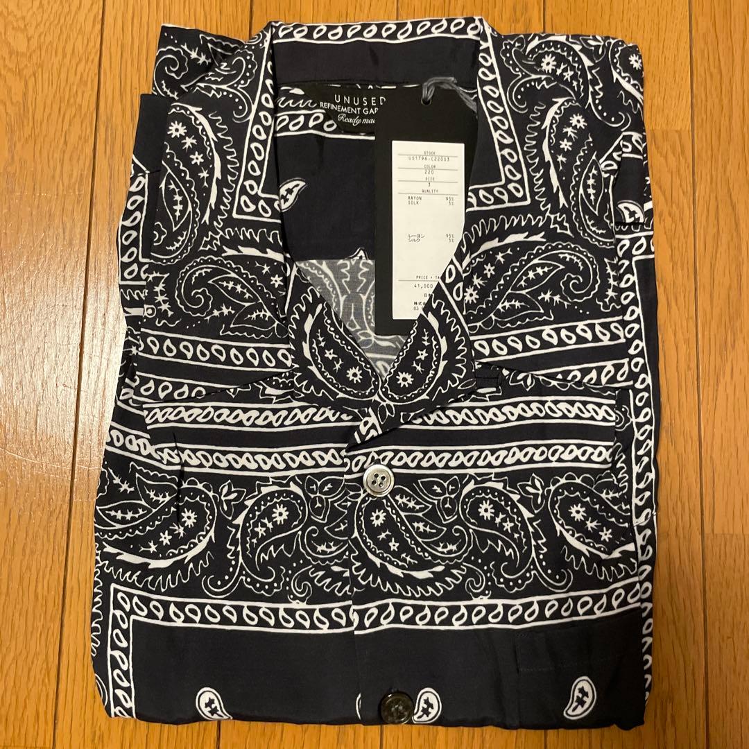 UNUSED US1796ペイズリー柄 L/Sシャツ サイズ3 BLACK