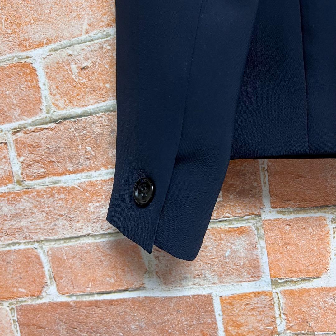 [美品]プラステ　ソフトダブルクロスカラースーツセットアップ　ノーカラー　紺色