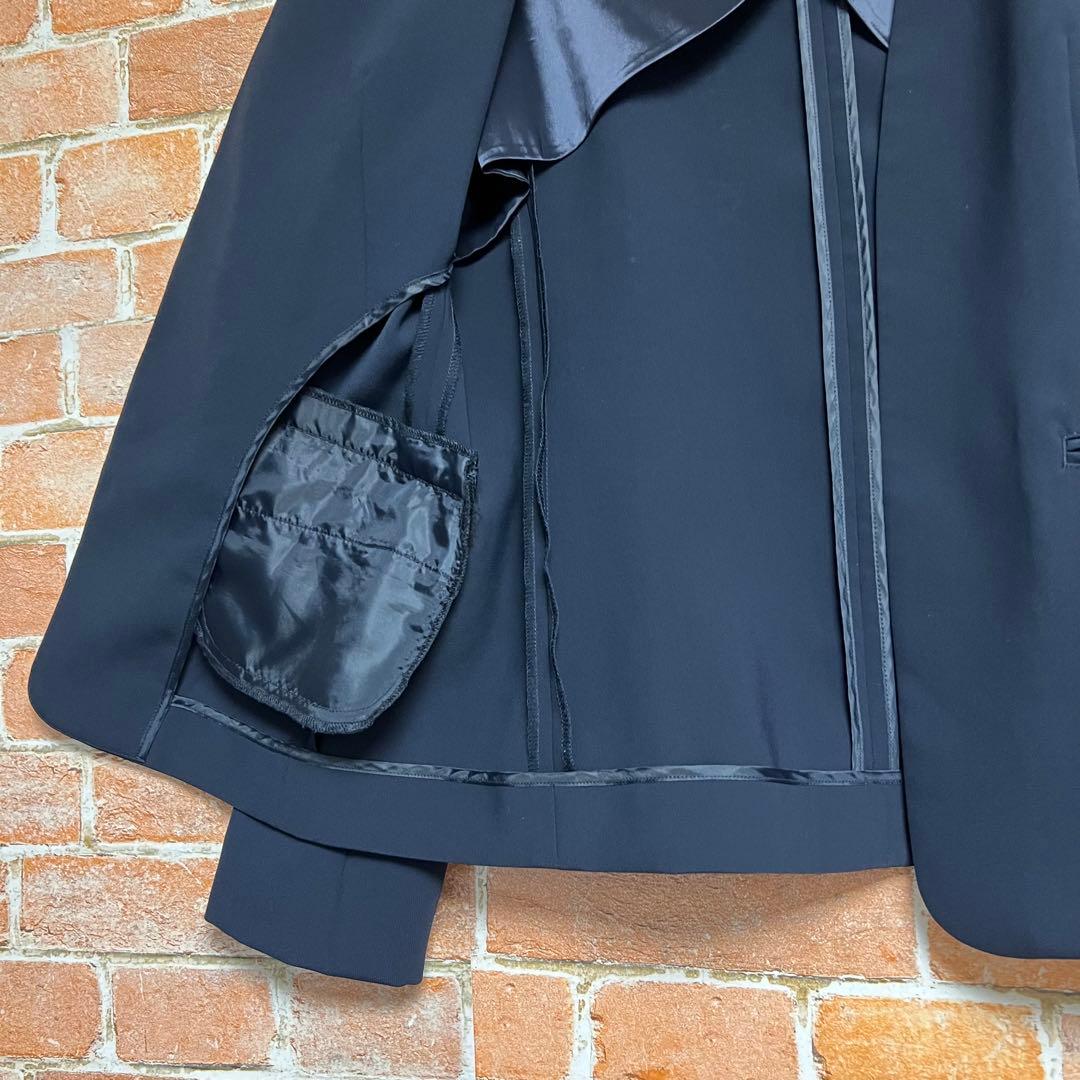 [美品]プラステ　ソフトダブルクロスカラースーツセットアップ　ノーカラー　紺色