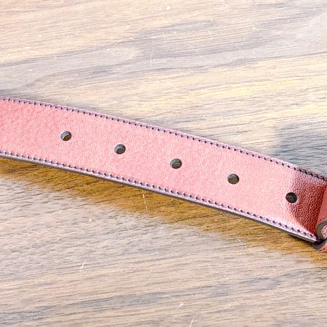 美品 PRADA レザーベルト ブラウン ロゴ刻印 ビジネス シルバーバックル