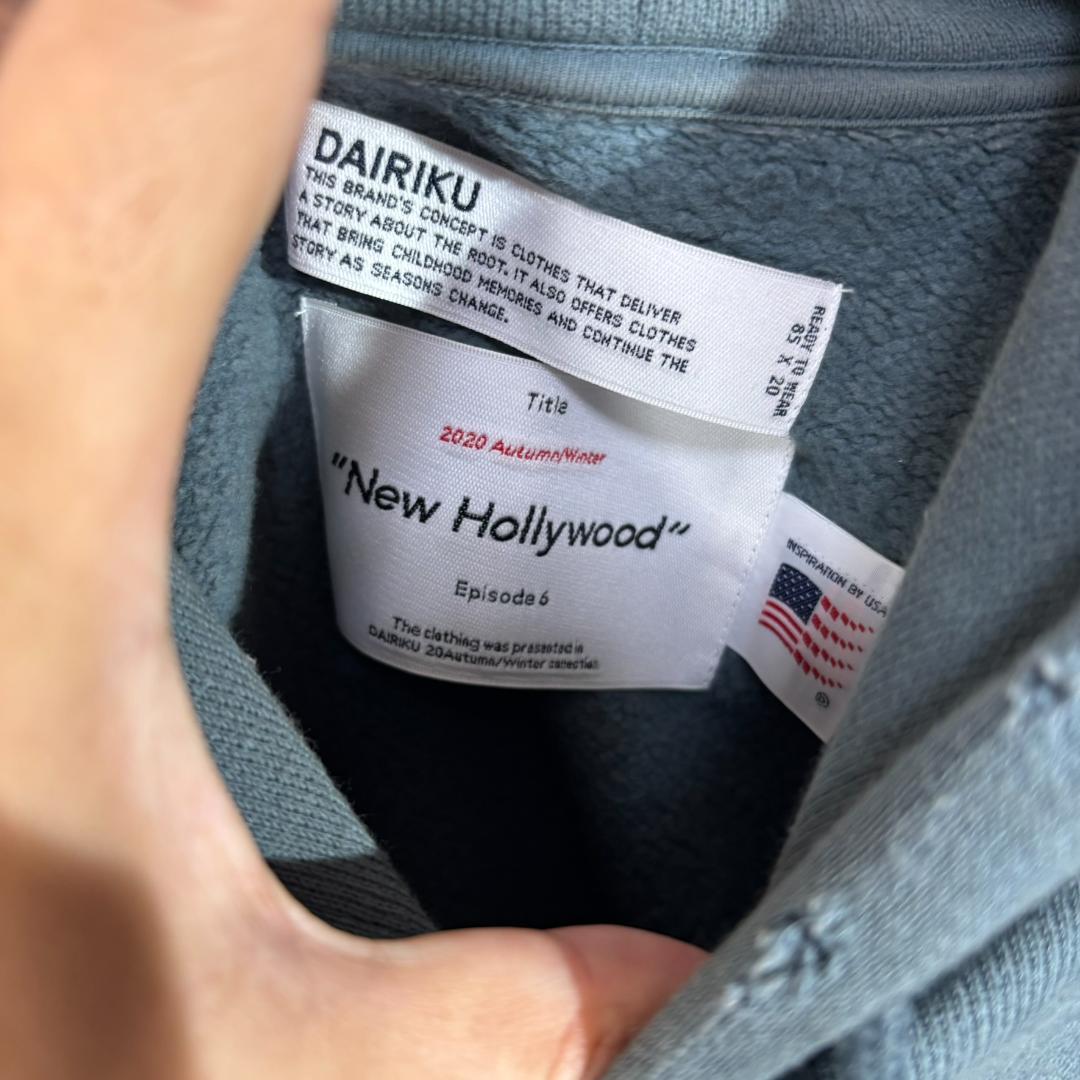 3085　DAIRIKU ダイリク　ヴィンテージ加工 　パーカー　M　刺繍ロゴ