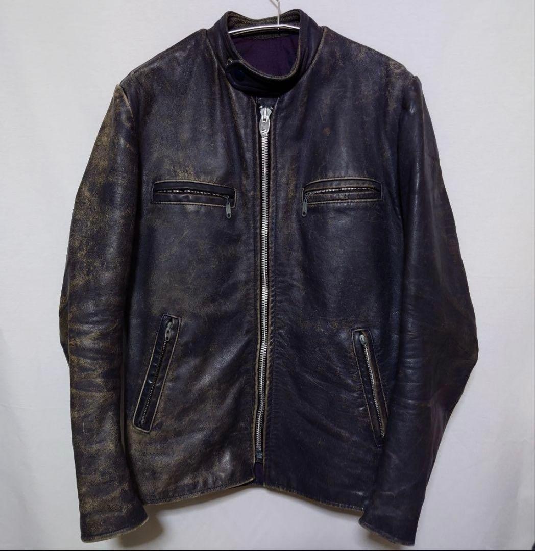 60sライトニングジッパー　フェード　ライダース　 j100 型　茶芯