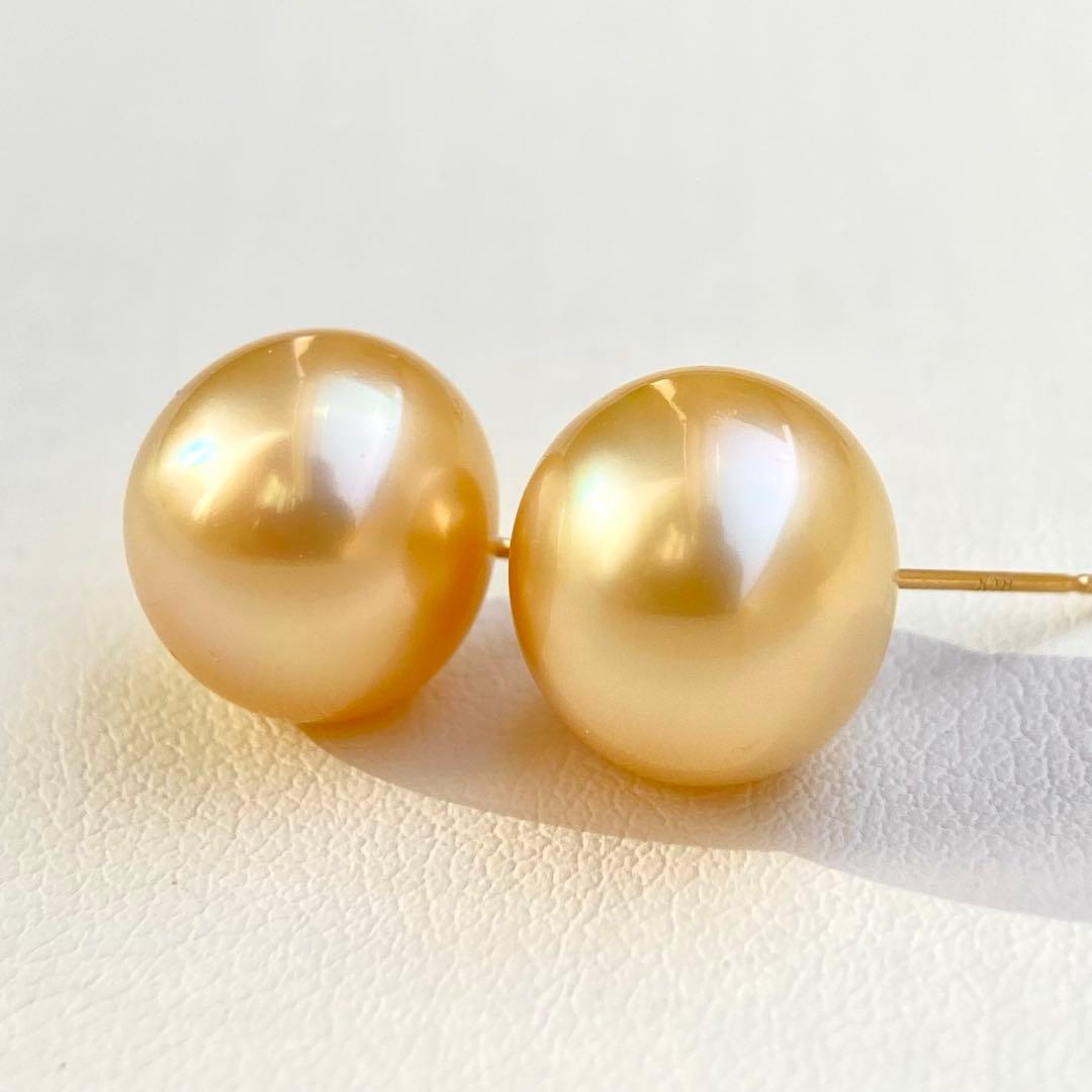 本真珠南洋白蝶真珠ゴールド11.6㍉k18直結ピアスBL927