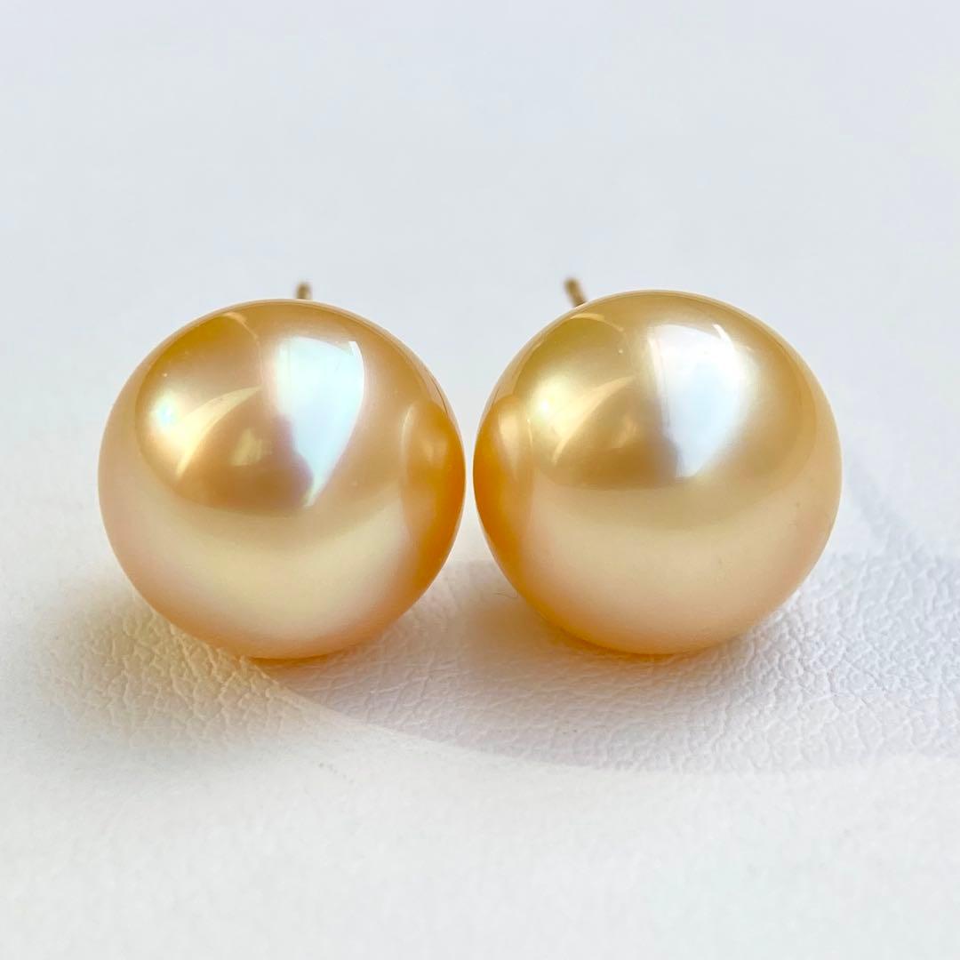 本真珠南洋白蝶真珠ゴールド11.6㍉k18直結ピアスBL927