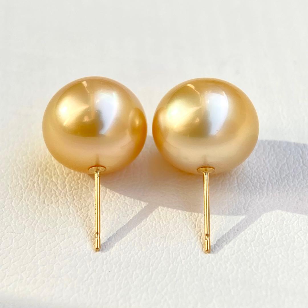 本真珠南洋白蝶真珠ゴールド11.6㍉k18直結ピアスBL927