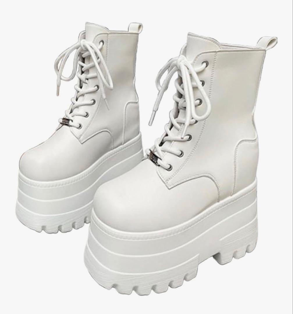 コスプレ ホワイト 厚底 ブーツ 13cm