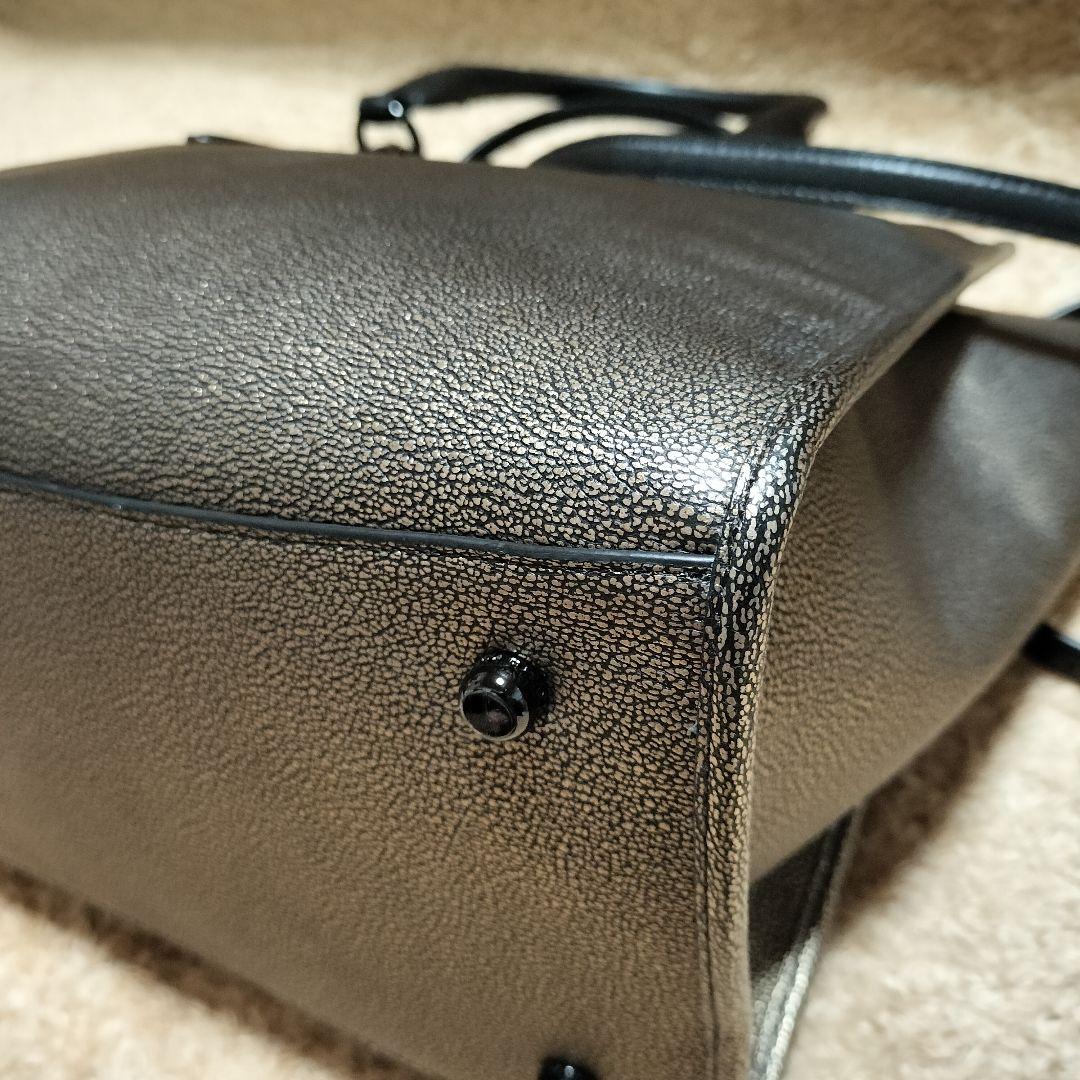 【美品】COACH コーチ ハンドバッグ ショルダー メタリックゴールド