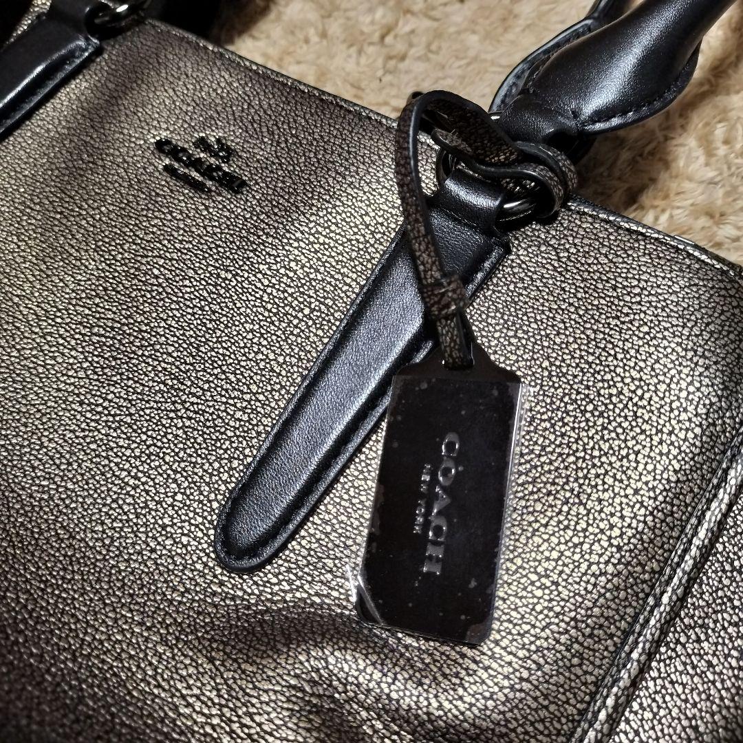 【美品】COACH コーチ ハンドバッグ ショルダー メタリックゴールド