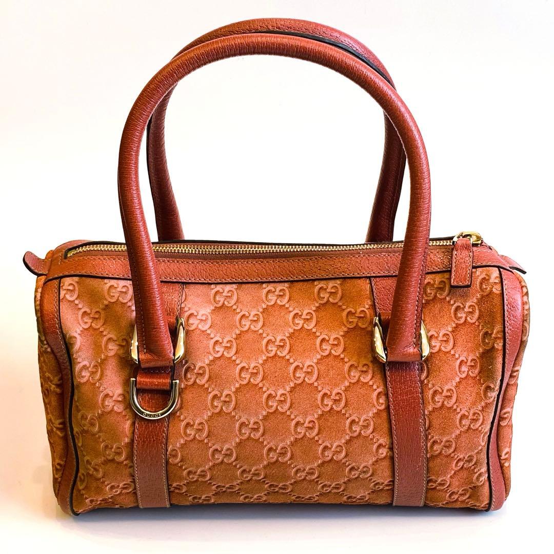 グッチ　GUCCI　ミニボストンバッグ　ハンドバッグ　gg柄　スウェード