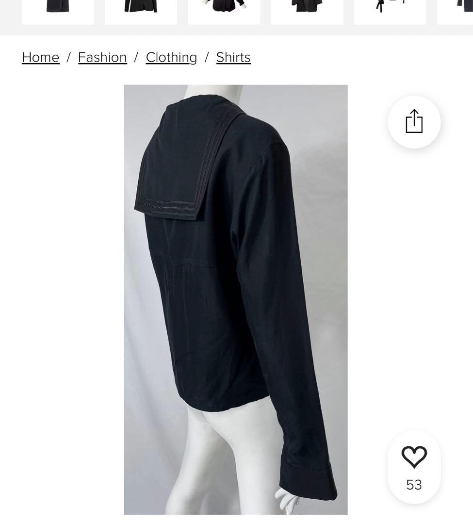 Yohji yamamoto 80s 90s アーカイブ シルク セーラーシャツ