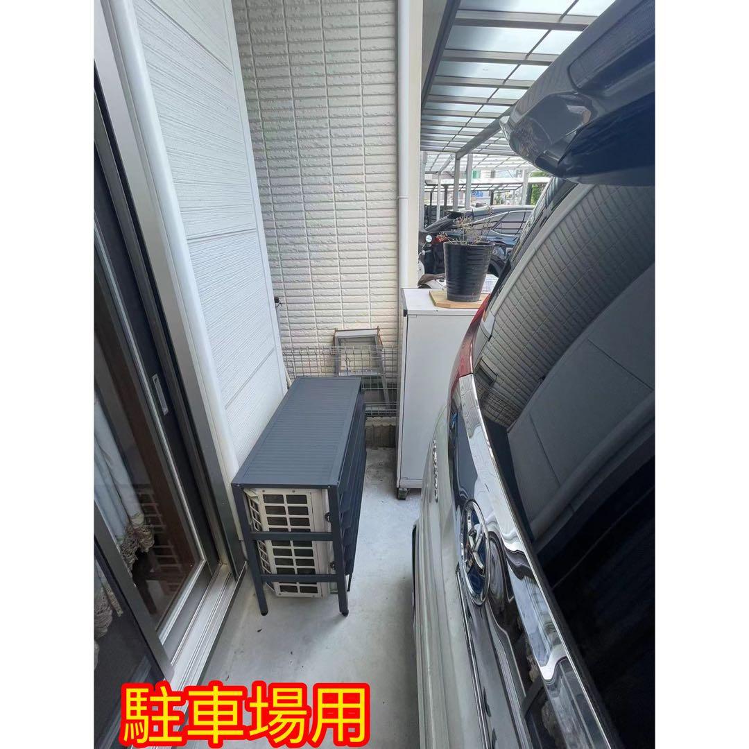 アルミ製 エアコン室外機カバー排気ルーバー方向可調整 サイズ:M ダークグレー